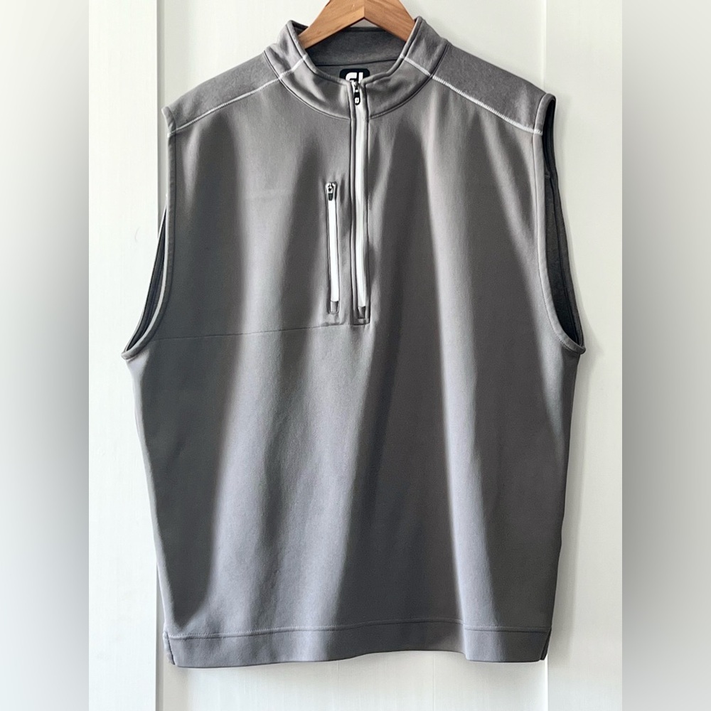 Footjoy FJ 1/4 Zip Golf Vest Performance Pullover Mens XL Gray Sleeveless